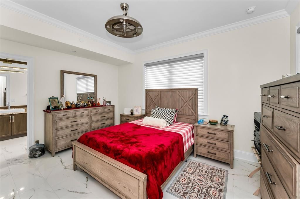 Bedroom, Interior, Marble, Pendant Lights