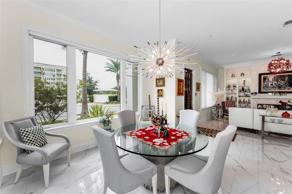 Dining room, Interior, Living room, Marble, Pendant Lights