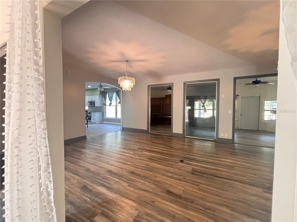 Chandelier, Empty room, Interior, Wood Texture Flooring
