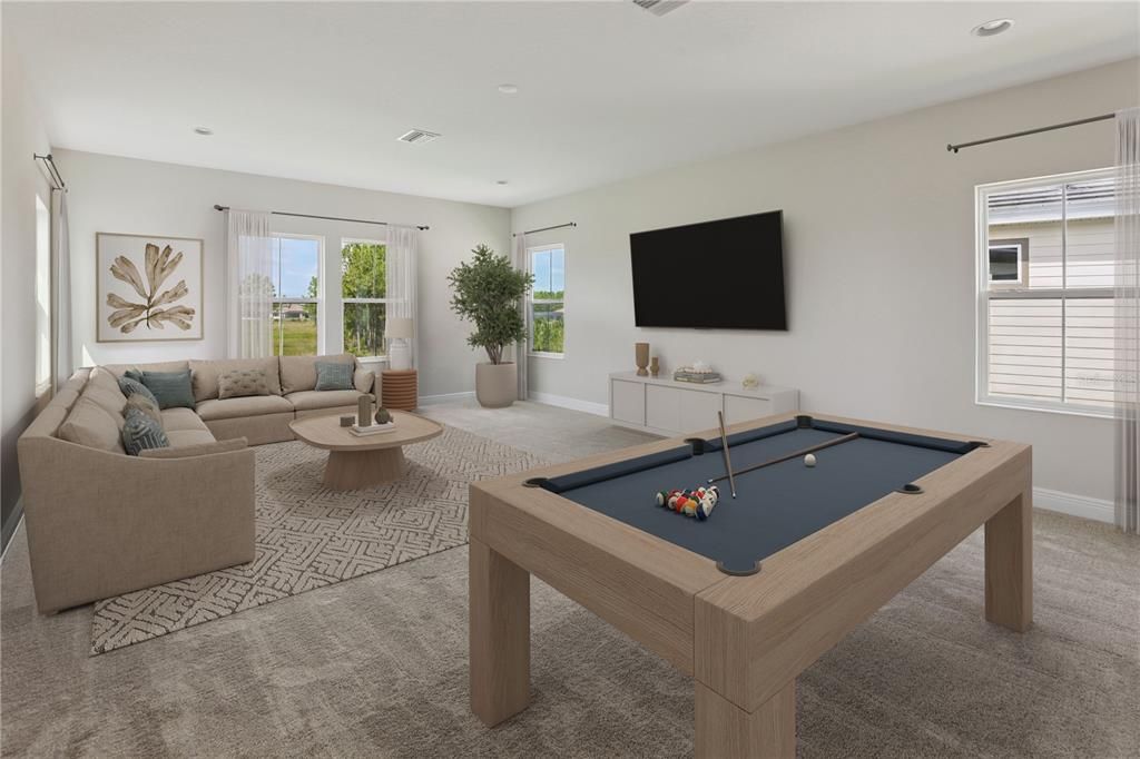 Billiard Table, Game Room, Interior, Living room, Recessed Lighting