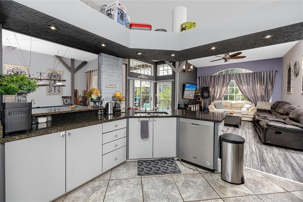 Interior, Kitchen, Living room, Recessed Lighting