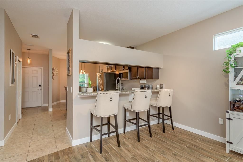 Interior, Kitchen, Pendant Lights, Wood Texture Flooring