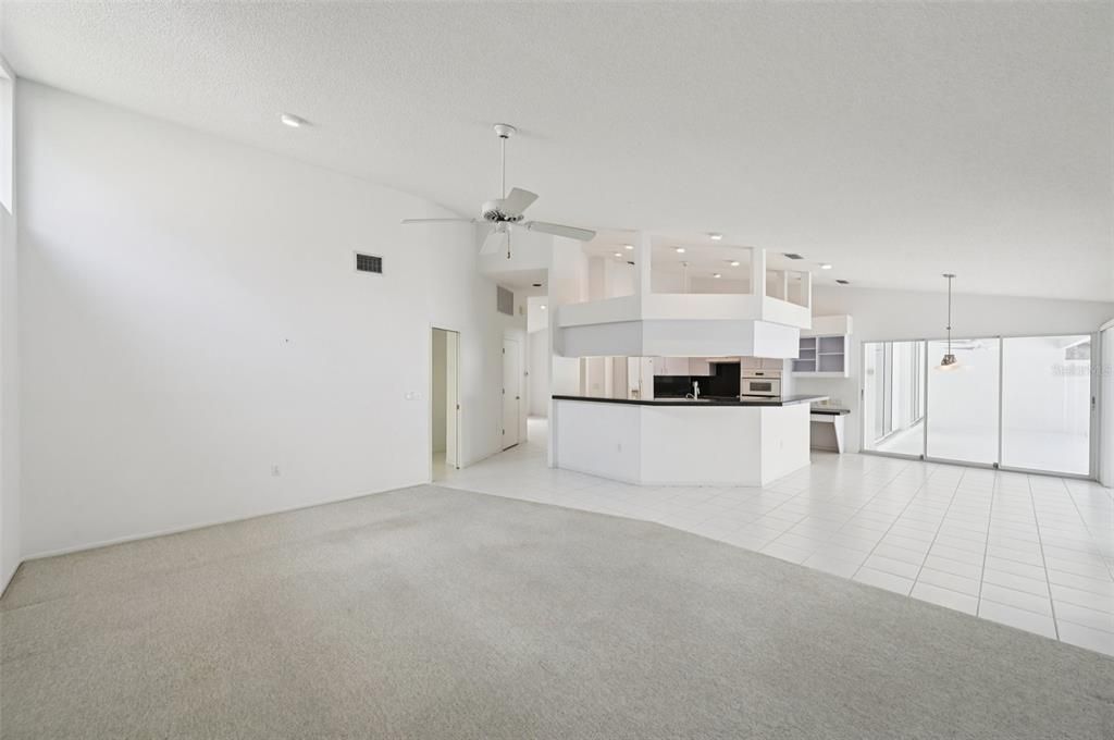 Empty room, Interior, Kitchen, Pendant Lights, Recessed Lighting