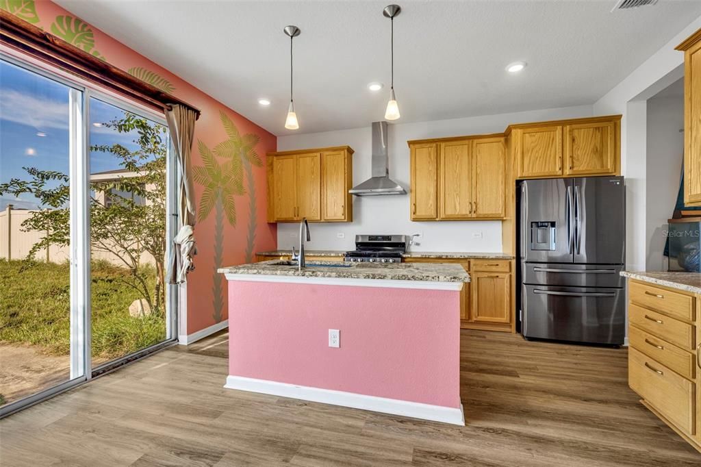Interior, Kitchen, Pendant Lights, Recessed Lighting, Wood Texture Flooring