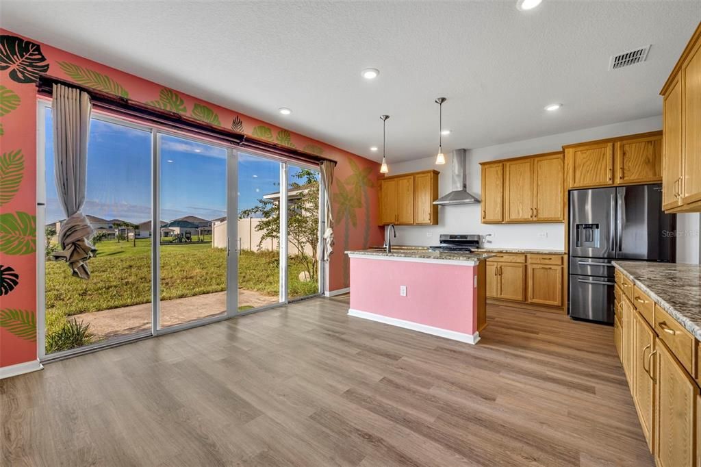 Interior, Kitchen, Pendant Lights, Recessed Lighting, Wood Texture Flooring