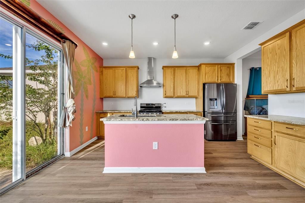Interior, Kitchen, Pendant Lights, Recessed Lighting, Wood Texture Flooring