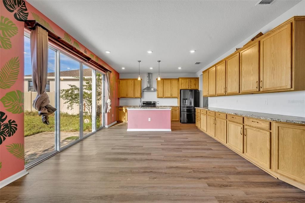 Interior, Kitchen, Pendant Lights, Recessed Lighting, Wood Texture Flooring
