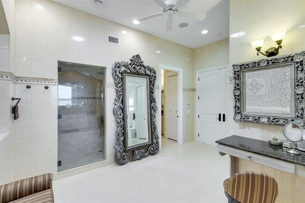 Bathroom, Glass Shower, Interior, Recessed Lighting