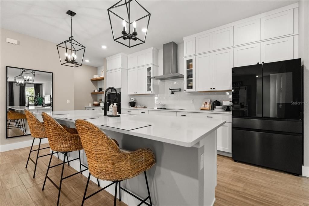 Interior, Kitchen, Pendant Lights, Recessed Lighting, Wood Texture Flooring