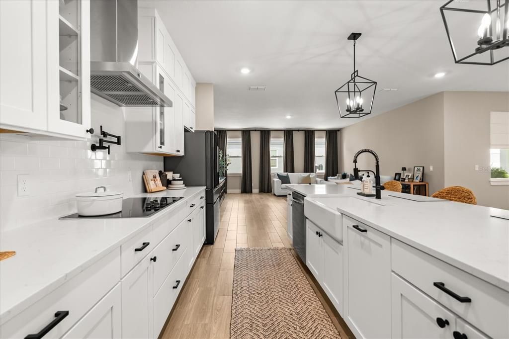 Interior, Kitchen, Pendant Lights, Recessed Lighting, Wood Texture Flooring