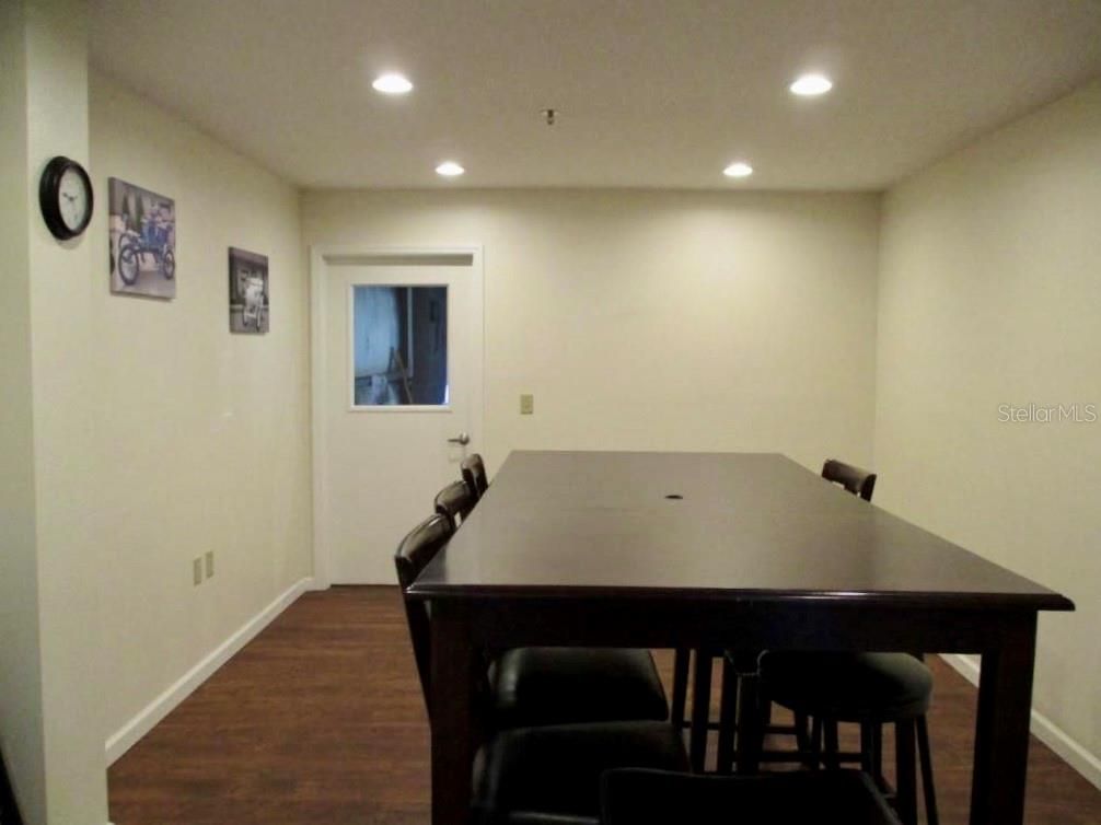 Dining room, Interior, Recessed Lighting, Wood Texture Flooring