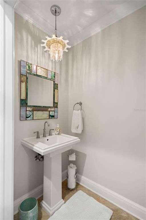 Bathroom, Chandelier, Interior