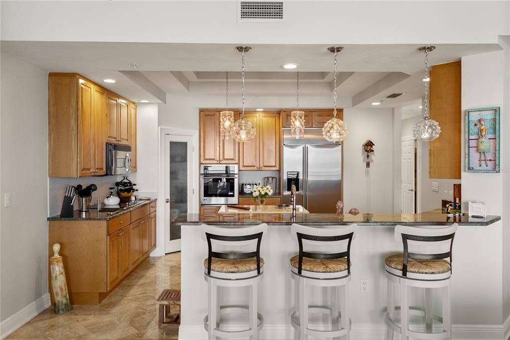 Interior, Kitchen, Pendant Lights, Recessed Lighting, Stainless Steel Appliances