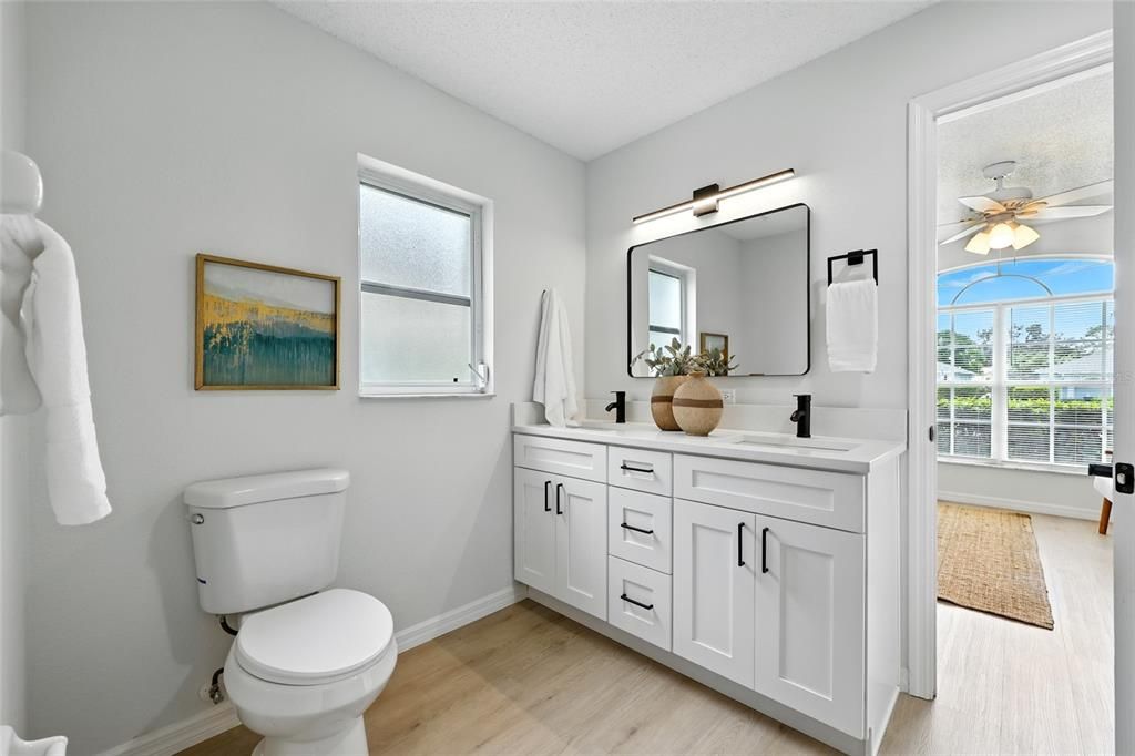 Bathroom, Dual Sink Vanities, Interior, Wood Texture Flooring