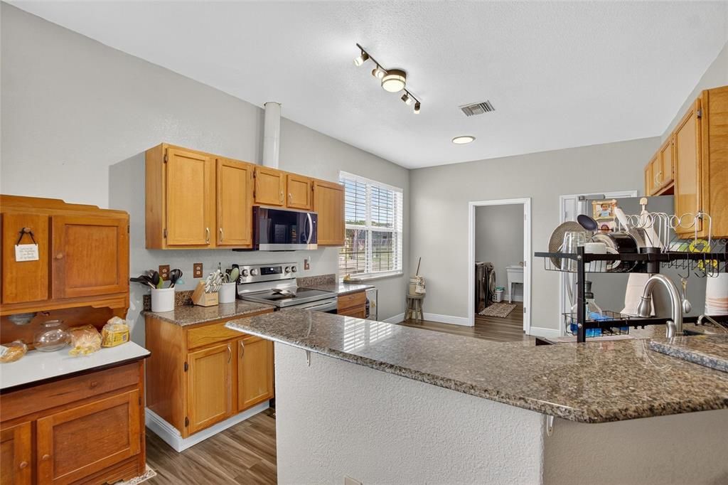 Interior, Kitchen, Recessed Lighting, Wood Texture Flooring