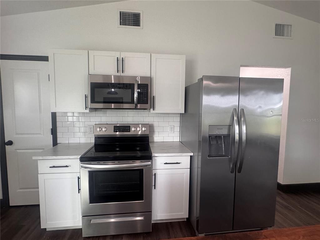 Interior, Kitchen, Stainless Steel Appliances, Wood Texture Flooring
