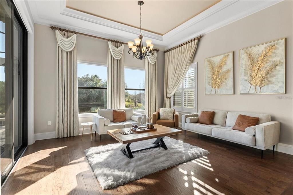 Chandelier, Interior, Living room, Wood Texture Flooring