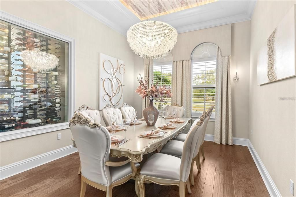 Chandelier, Dining room, Interior, Wood Texture Flooring