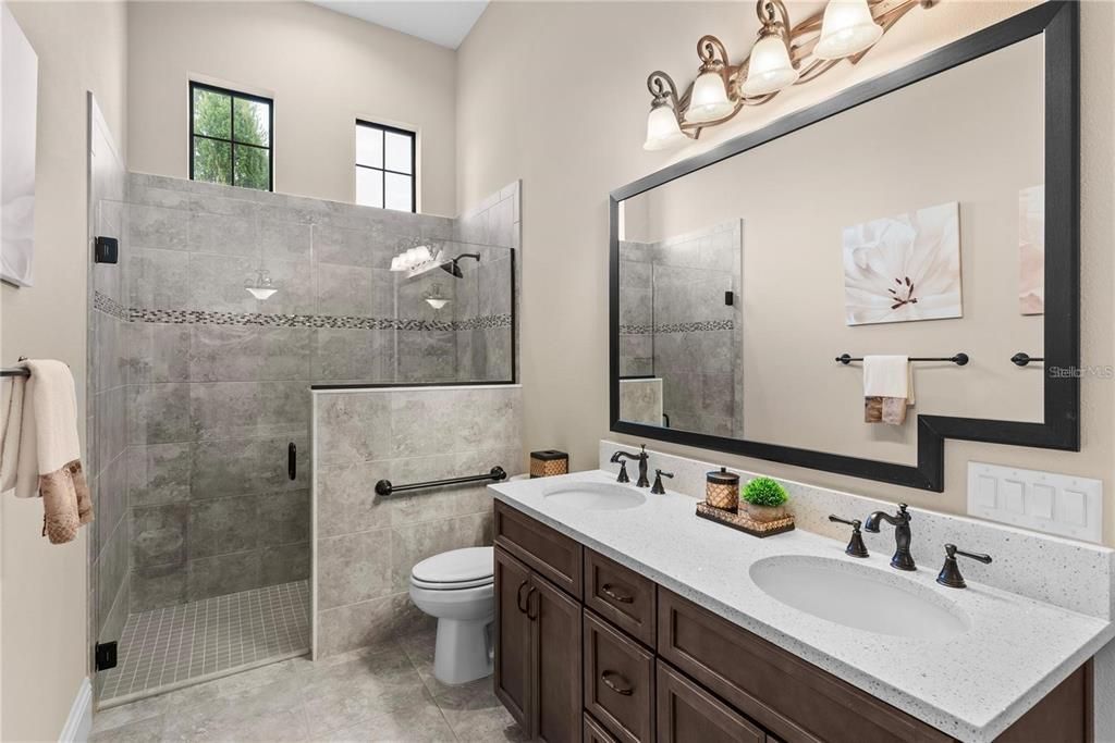 Bathroom, Dual Sink Vanities, Glass Shower, Interior