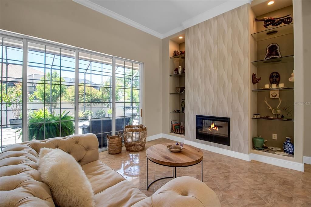 Fireplace, Interior, Living room, Recessed Lighting
