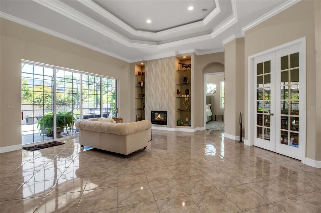 Fireplace, Interior, Living room, Recessed Lighting