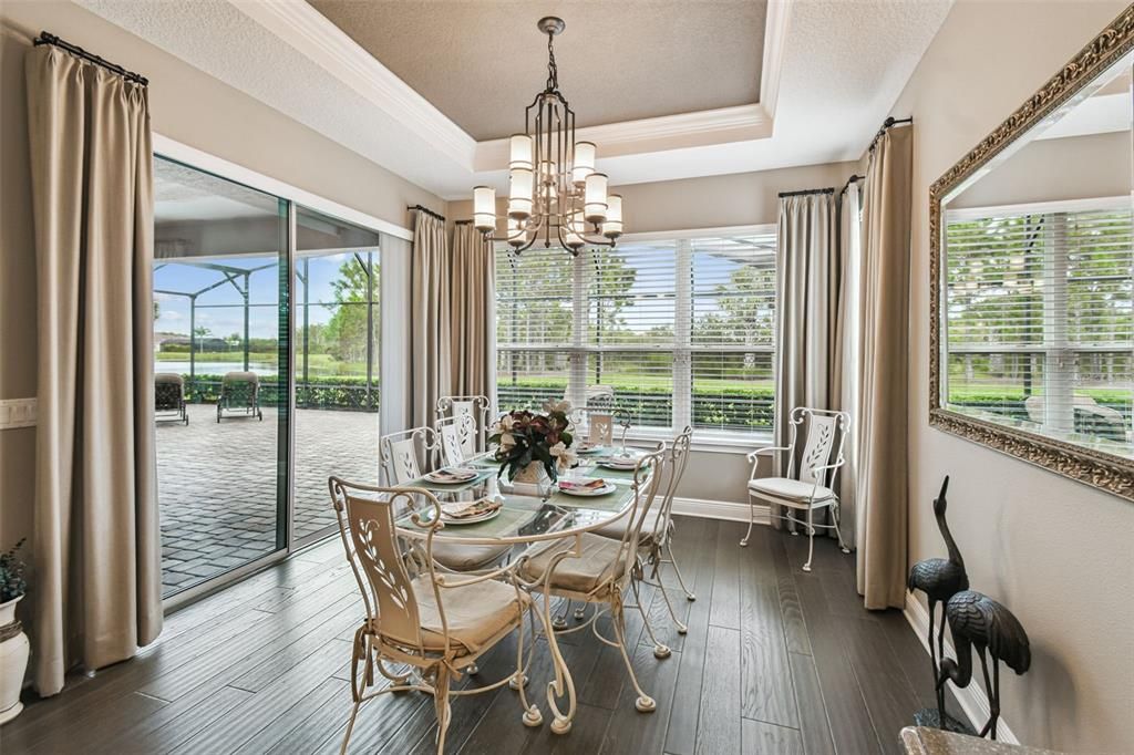 Chandelier, Dining room, Interior, Sun Room, Wood Texture Flooring