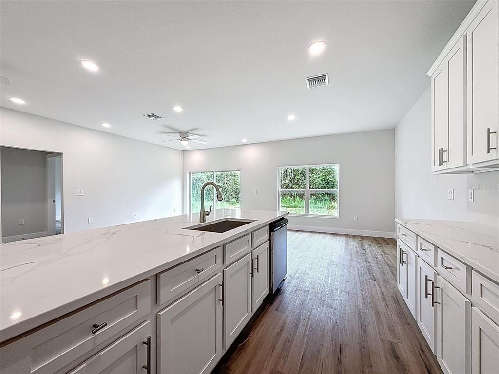 Interior, Kitchen, Recessed Lighting, Wood Texture Flooring