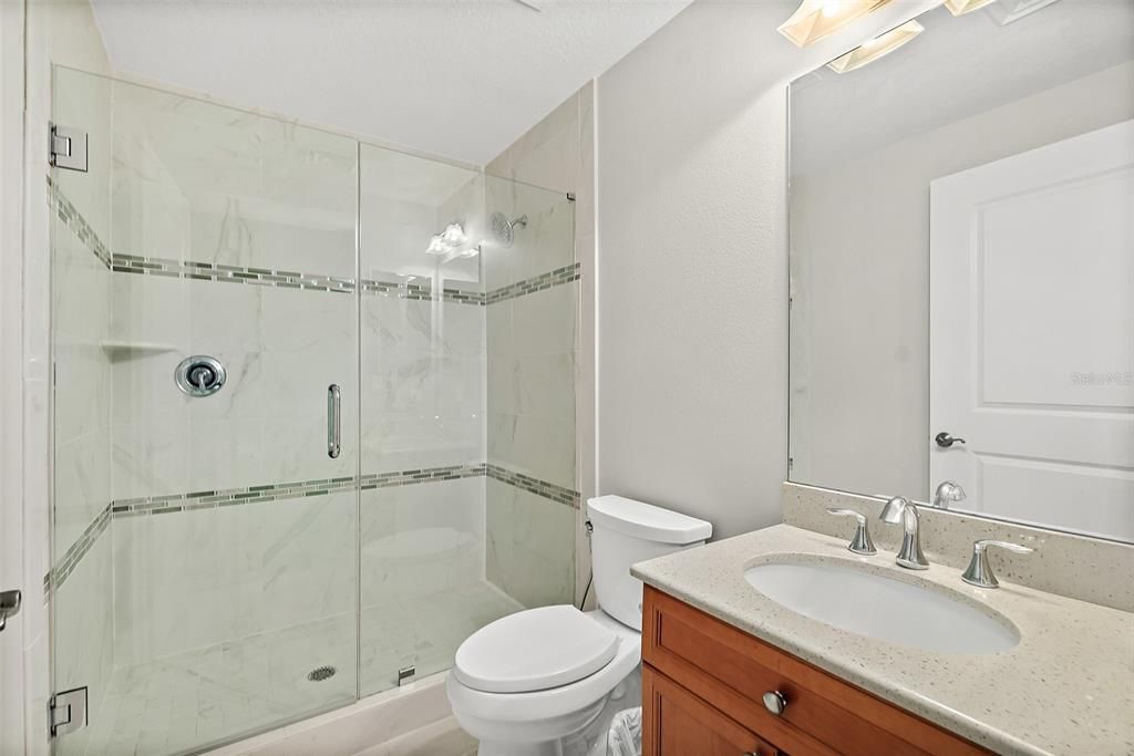 Bathroom, Glass Shower, Interior, Marble Walls