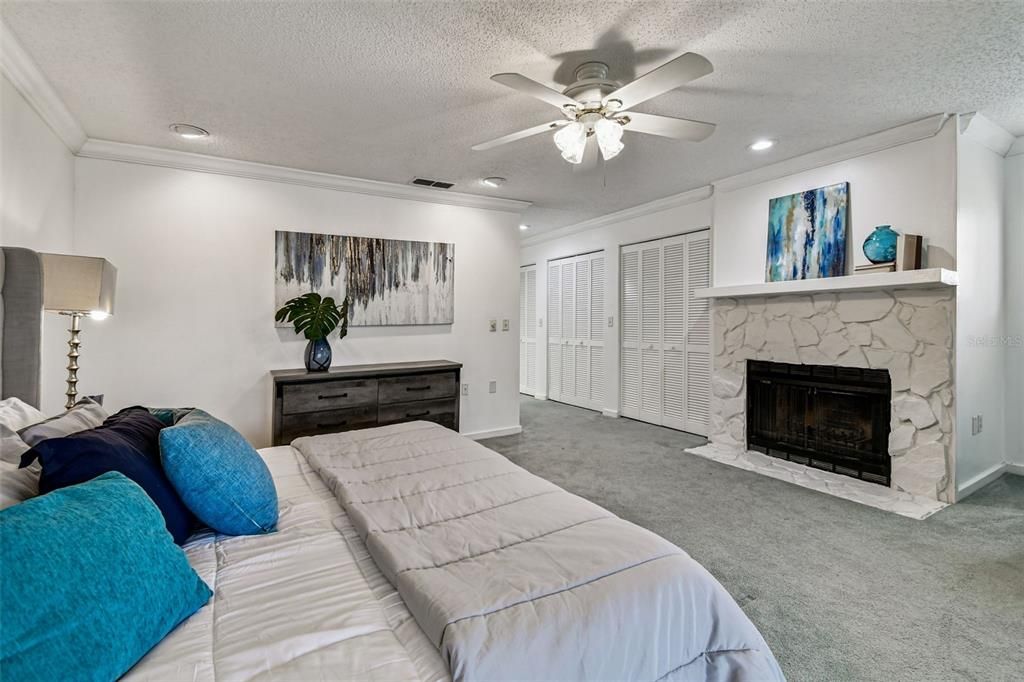 Bedroom, Fireplace, Interior, Recessed Lighting