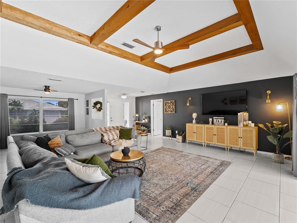 Interior, Living room, Wooden Beams