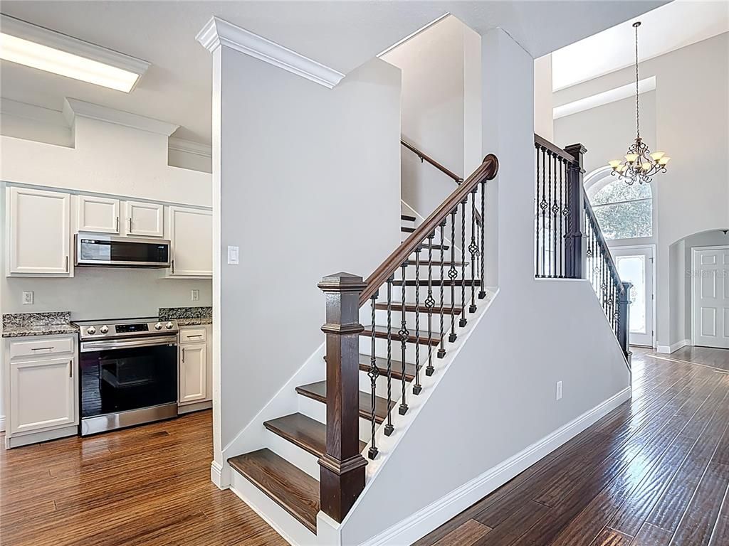 Interior, Kitchen, Pendant Lights, Stainless Steel Appliances, Wood Texture Flooring