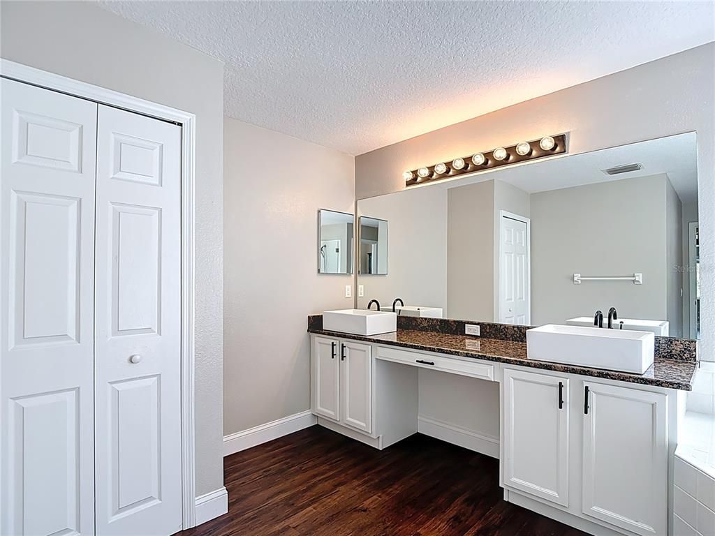 Bathroom, Dual Sink Vanities, Interior, Wood Texture Flooring