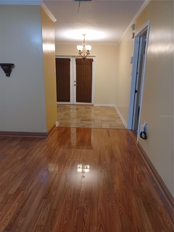 Chandelier, Empty room, Interior, Wood Texture Flooring