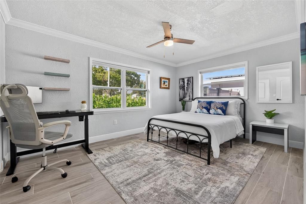 Bedroom, Home Office, Interior, Wood Texture Flooring