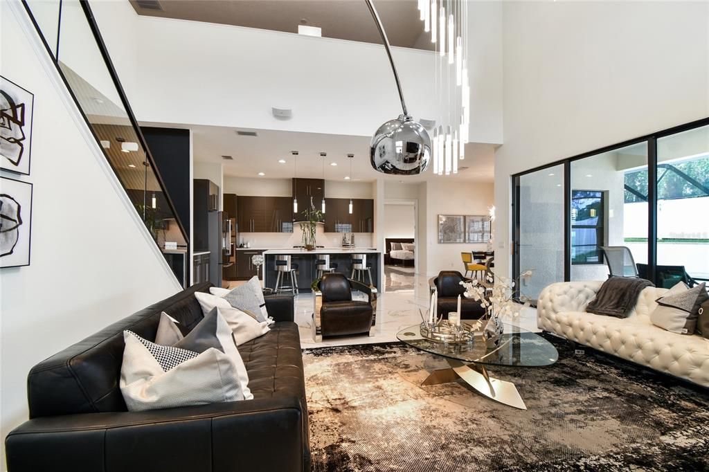 Interior, Kitchen, Living room, Pendant Lights, Recessed Lighting, Stainless Steel Appliances