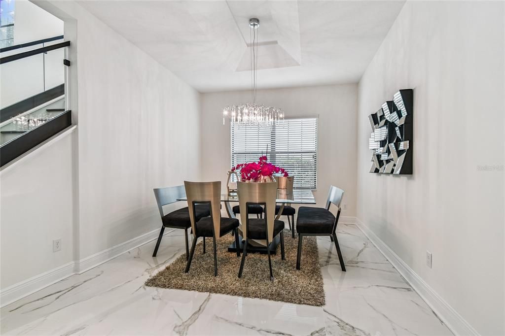 Chandelier, Dining room, Interior, Marble, Pendant Lights