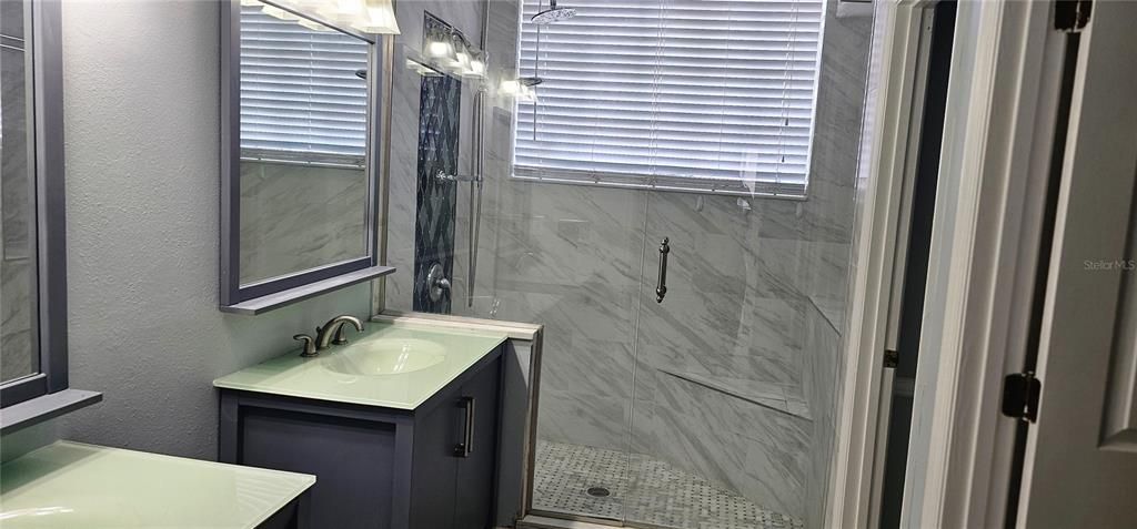 Bathroom, Glass Shower, Interior, Marble Walls
