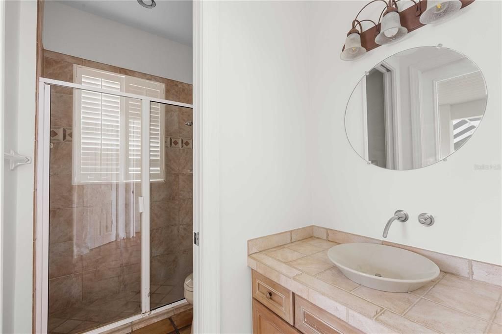 Bathroom, Glass Shower, Interior, Tile Countertops