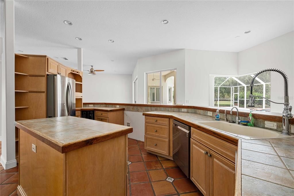 Interior, Kitchen, Recessed Lighting, Tile Countertops