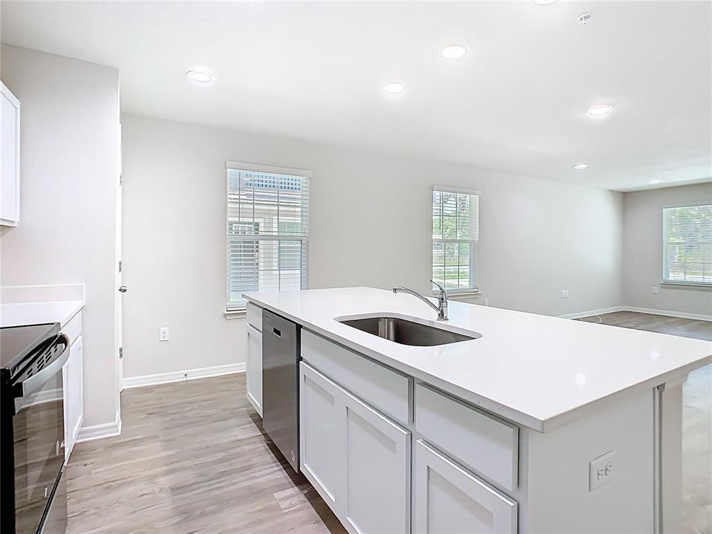 Interior, Kitchen, Recessed Lighting, Wood Texture Flooring