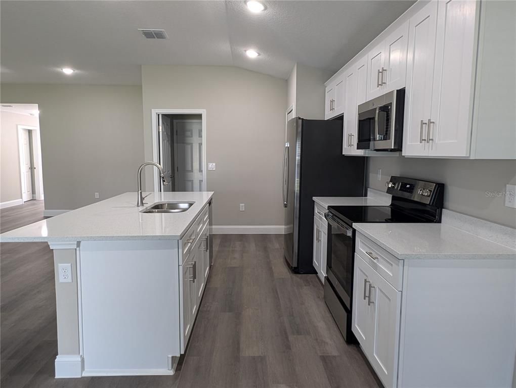 Interior, Kitchen, Recessed Lighting, Wood Texture Flooring