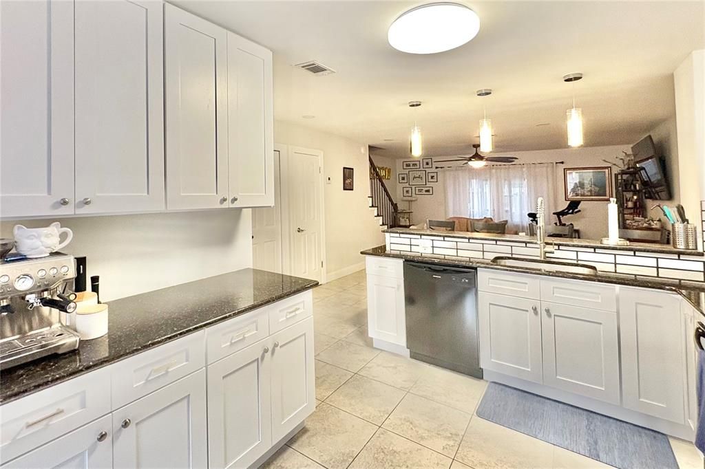Interior, Kitchen, Pendant Lights, Tile Countertops
