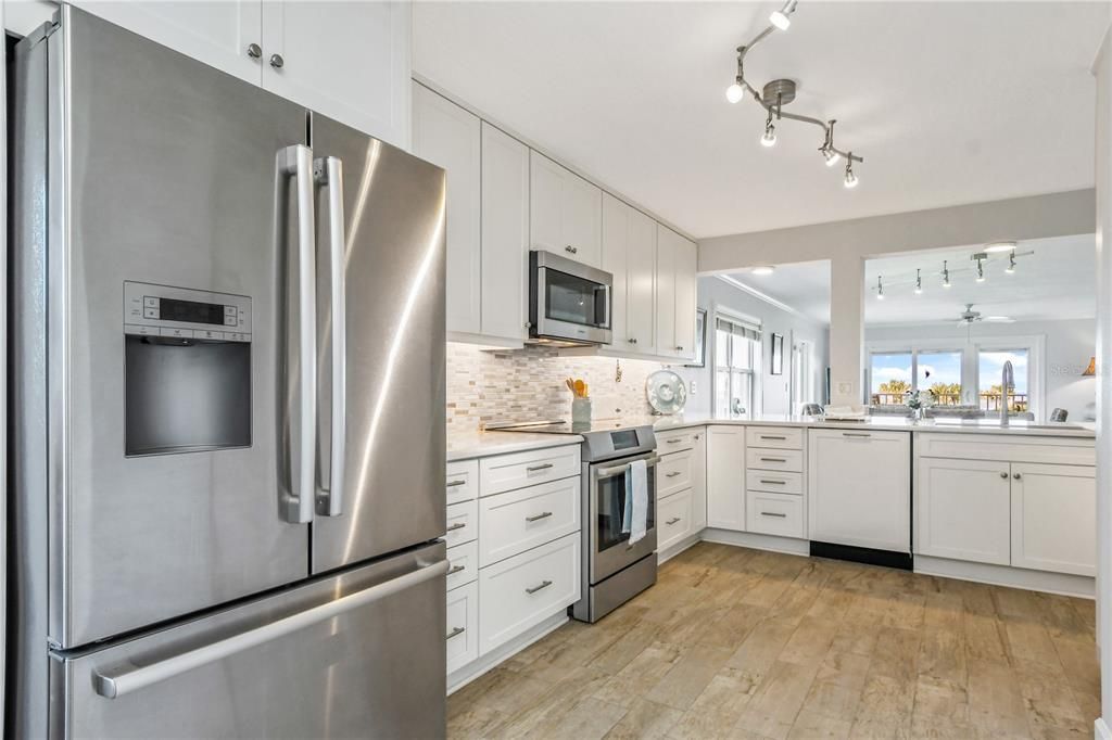 Interior, Kitchen, Stainless Steel Appliances, Wood Texture Flooring