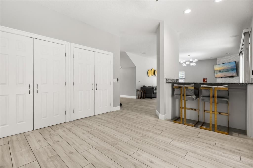 Chandelier, Interior, Recessed Lighting, Wood Texture Flooring