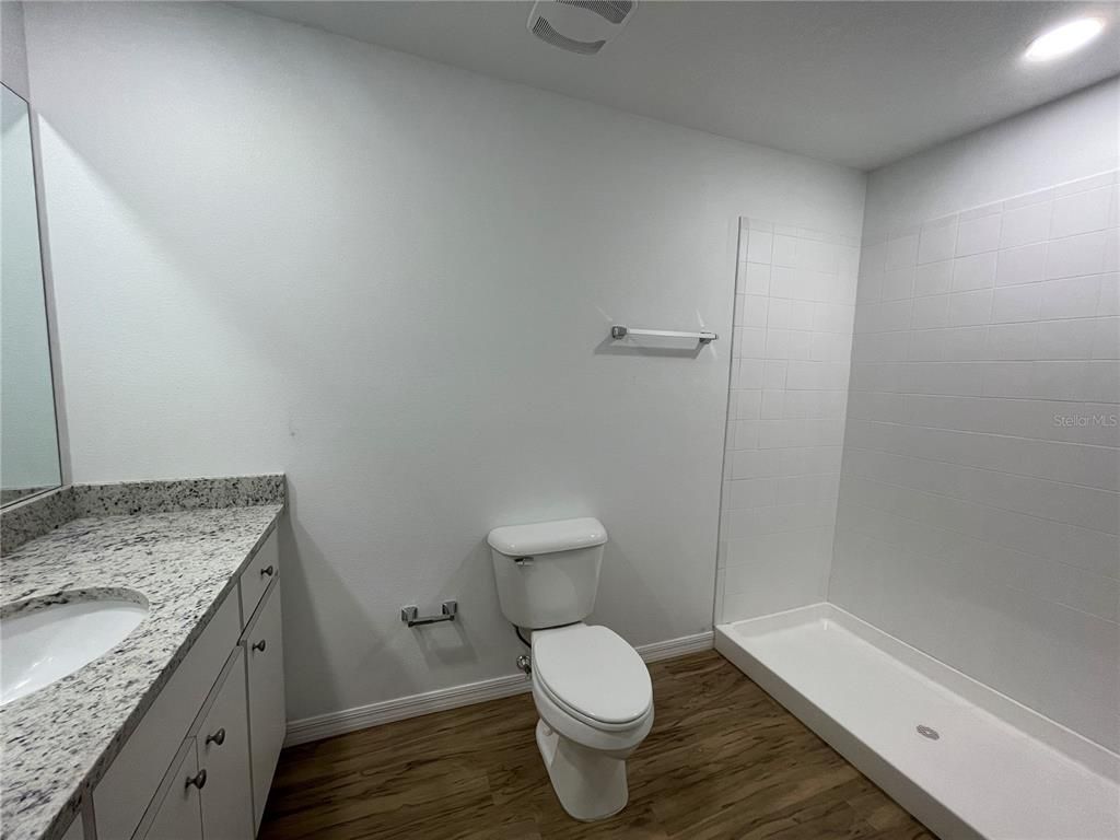 Bathroom, Interior, Recessed Lighting, Wood Texture Flooring