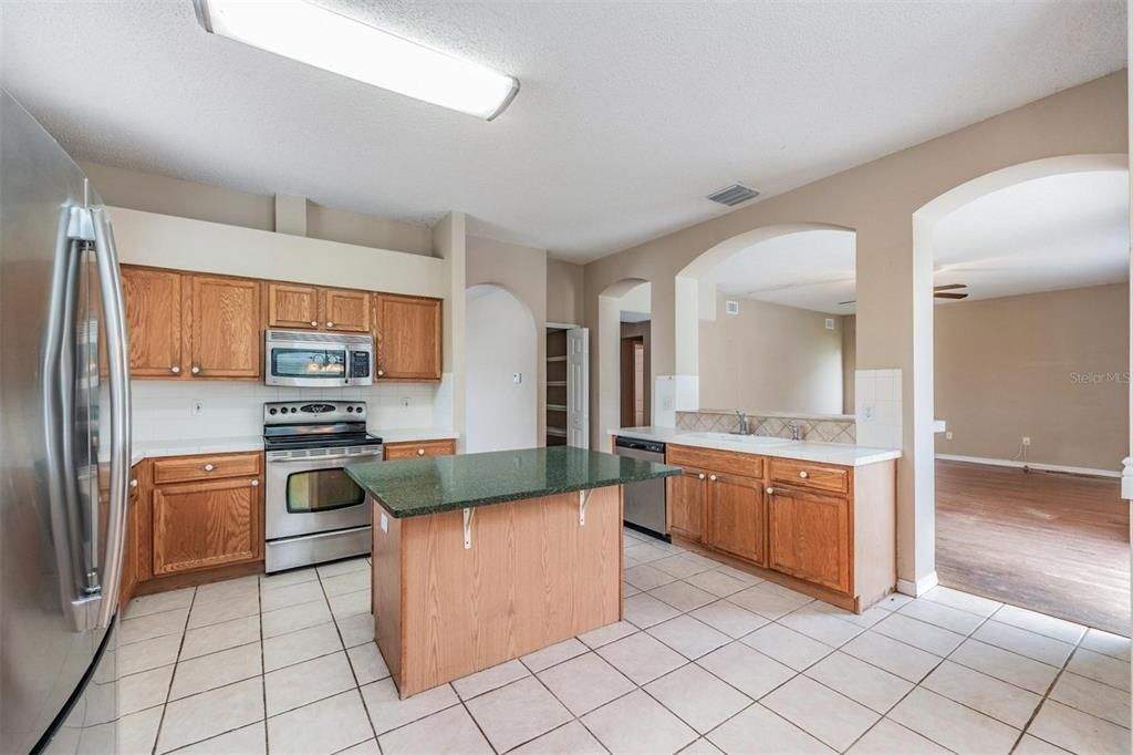 Interior, Kitchen, Stainless Steel Appliances, Wood Texture Flooring
