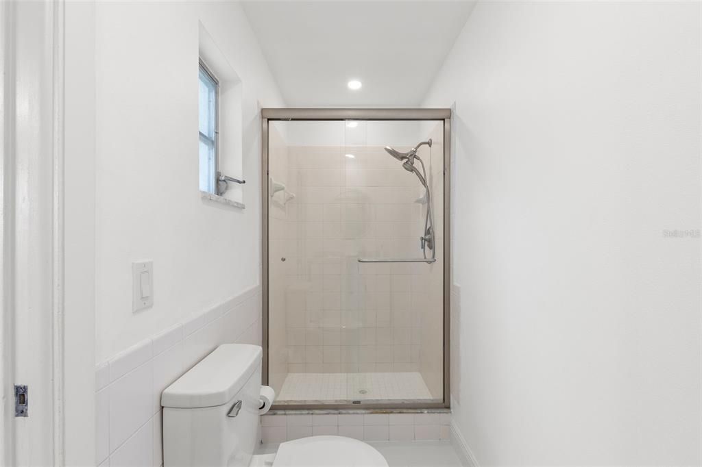 Bathroom, Glass Shower, Interior, Recessed Lighting