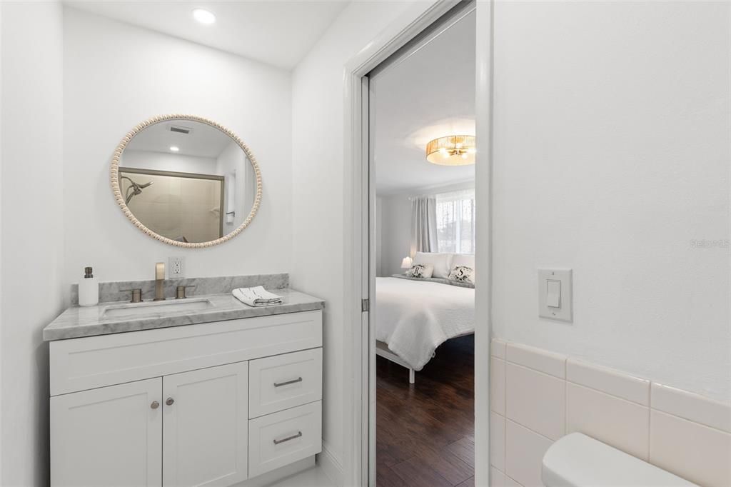 Bathroom, Bedroom, Interior, Recessed Lighting, Wood Texture Flooring