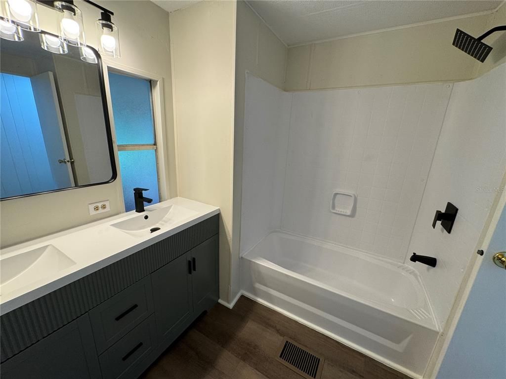 Bathroom, Dual Sink Vanities, Interior, Wood Texture Flooring