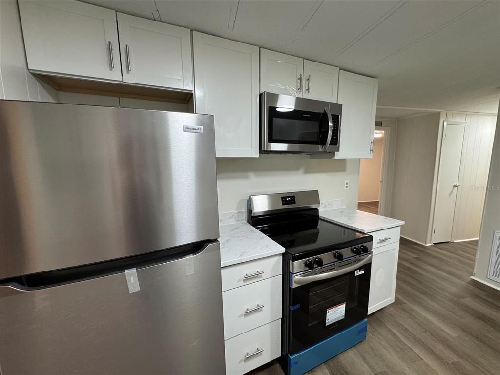 Interior, Kitchen, Stainless Steel Appliances, Wood Texture Flooring